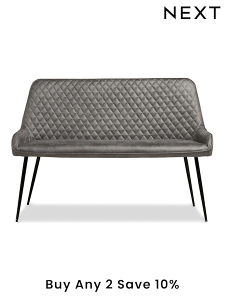 Monza Faux Leather Dark Grey Hamilton Quilted Dining Bench (D90379) | £330