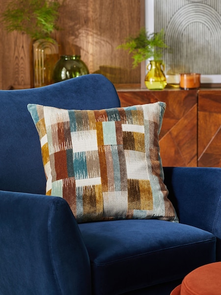 Orange Cut Velvet Retro Etch 43 x 43cm Cushion (D90438) | £22