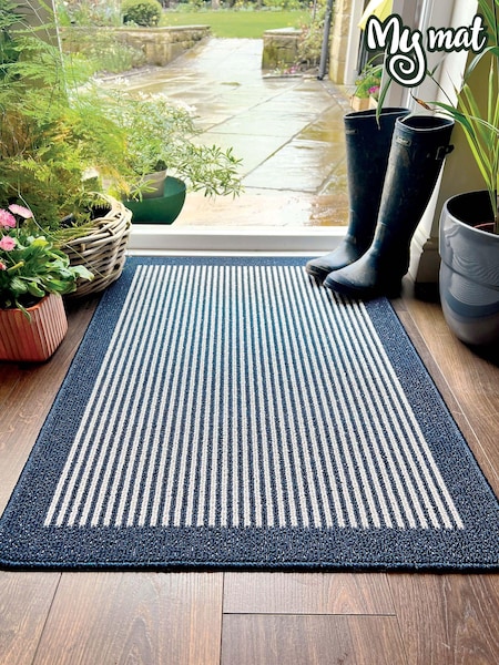 My Mat Blue Stain Resistant Stripe Runner (D90483) | £39 - £53