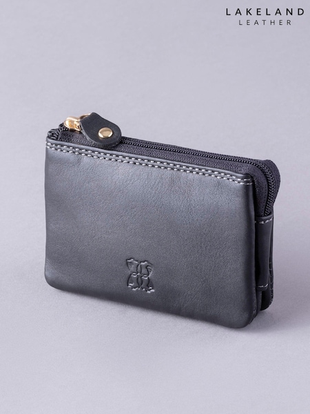 Lakeland Leather Black Multi Pocket Coin Purse (D91259) | £20
