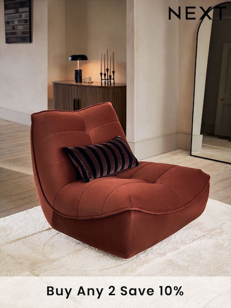 Soft Velvet Rust Brown Lucca Swivel Pillow Accent Chair (D91505) | £399