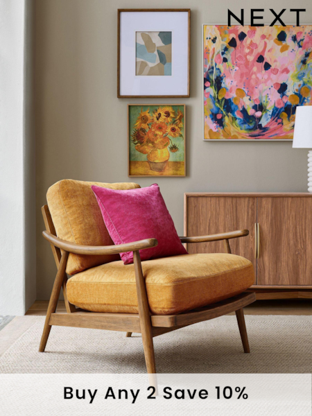 Fine Chenille Ochre Yellow Hampton Wooden Accent Chair (D91512) | £325