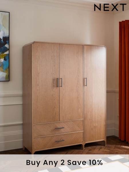 Dark Natural Ellis Oak Wood Wardrobe (D91714) | £1,099