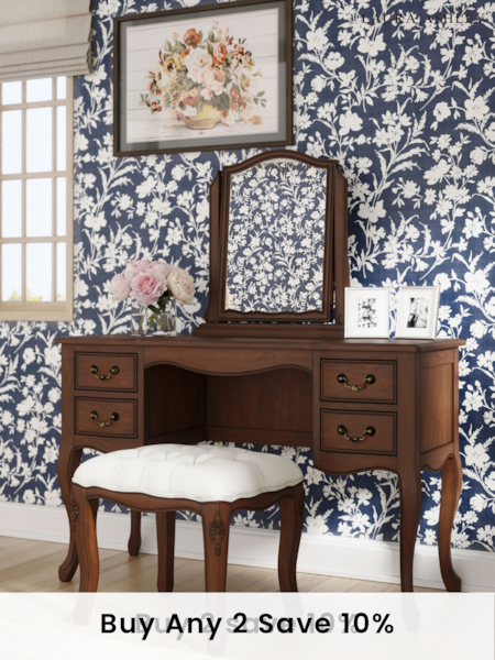 Laura Ashley Walnut Montpellier Dressing Table & Stool Set (D92581) | £895