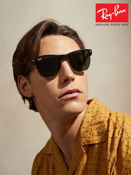 Ray-Ban Black & Gold Clubmaster Oversized Sunglasses (D95316) | £155