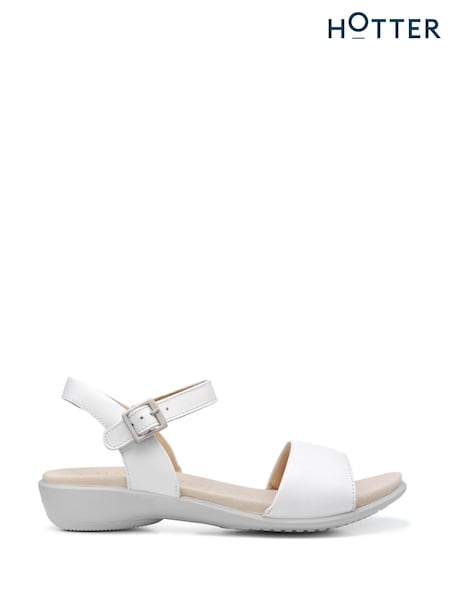 Hotter White Hotter Tropic Buckle Wide Fit Metallic Sandals (D95329) | £79