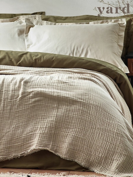 Yard Natural Oversized Lark 4 Layer Muslin Crinkle 100% Cotton Throw (D95616) | £78