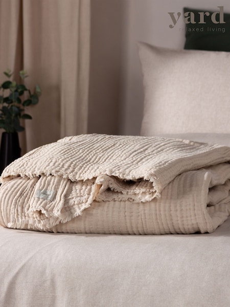 Yard Natural Lark 4 Layer Muslin Crinkle 100% Cotton Throw (D95622) | £36