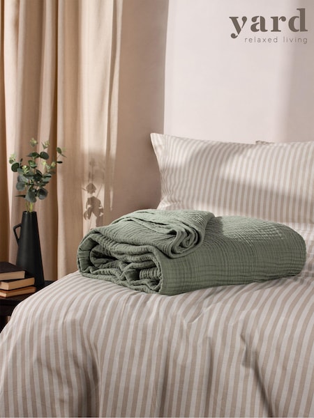 Yard Eucalyptus Green Lark 4 Layer Muslin Crinkle 100% Cotton Throw (D95623) | £36