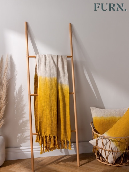Furn. Mizu Dip Dye 100% Cotton Slub Fringed Throw (D95625) | £36