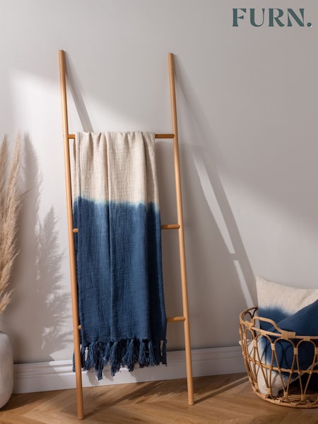 Furn. Mizu Dip Dye 100% Cotton Slub Fringed Throw (D95626) | £36