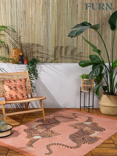 furn. Orange Tibetan Tiger Animal Washable Outdoor/Indoor Rug (D95648) | £48