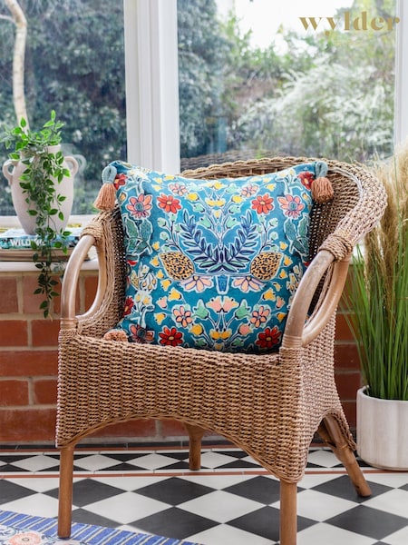 Wylder Blue Adeline Mediterranean 100% Cotton Cushion (D95661) | £19