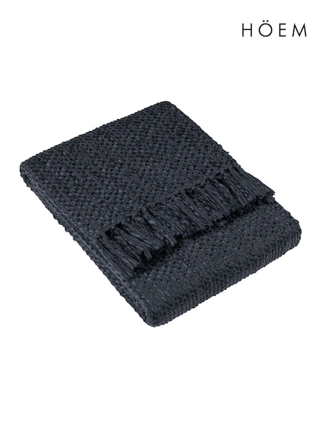 HÖEM Dusk Blue Morni Woven Yarn Fringed Throw (D95692) | £26