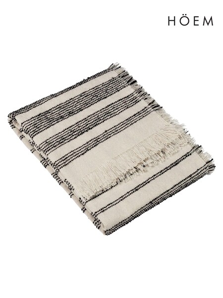 HÖEM Natural Beige Jour Linear Woven Fringed Throw (D95696) | £22