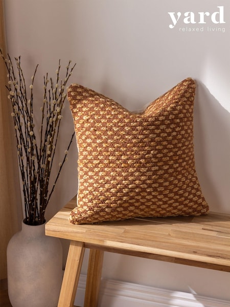 Yard Pecan Brown Pecan Brown Wikka Cotton Jute Woven Cushion (D95704) | £20
