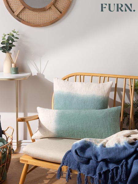 Furn Eucalyptus Green Mizu Dip Dye 100% Cotton Square Cushion (D95710) | £22
