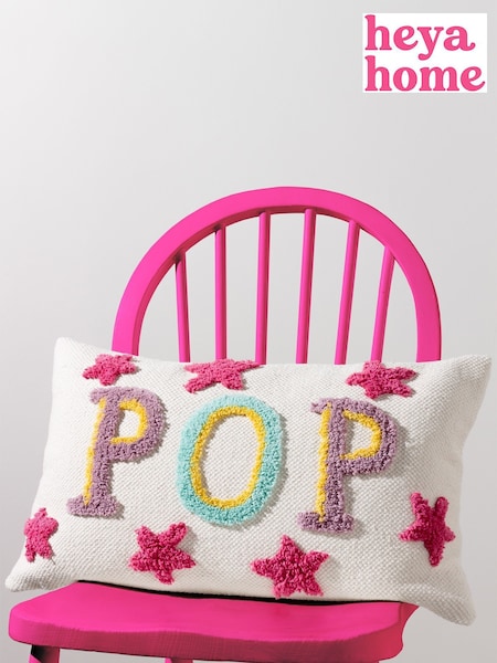 heya home Multicolour Pop Slogan Cotton Tufted 100% Cotton Cushion (D95736) | £17