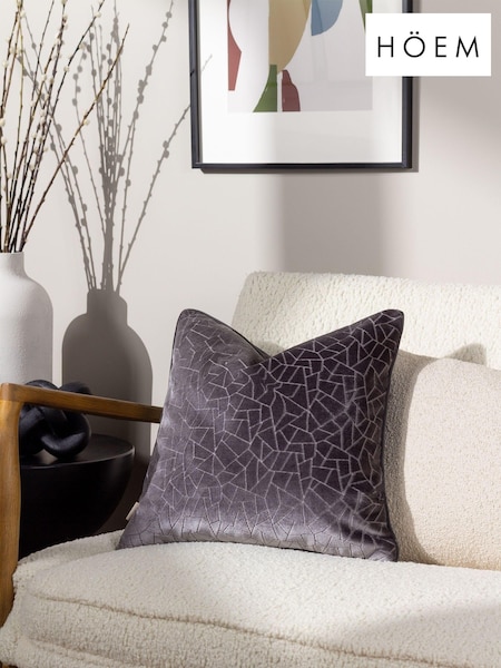 HÖEM Stargazer Grey Malans Geometric Cut Velvet Piped Cushion (D95775) | £17