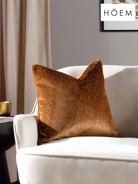 HÖEM Bronze Malans Geometric Cut Velvet Piped Cushion (D95777) | £17