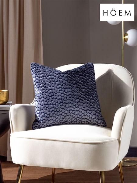 HÖEM Dusk Blue 45 x 45cm Lanzo Cut Velvet Spot Cushion (D95780) | £17