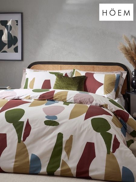 HÖEM Multicolour Dusk Blue Meta Art Deco Cotton Rich Duvet Cover and Pillowcase Set (D95785) | £19 - £38
