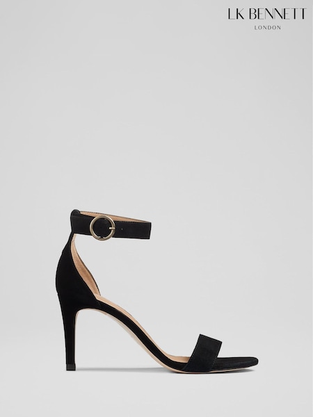 LK Bennett Black Suede Ivy Single Strap Sandals (D95806) | £249
