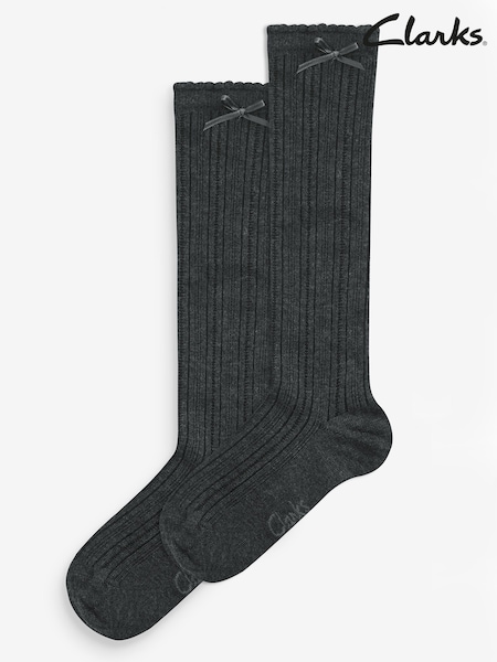 Clarks Grey Knee High Socks 2 Pack (D96061) | £7 - £8