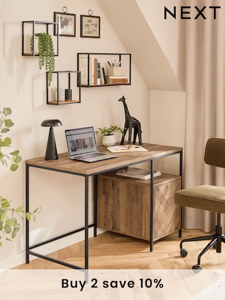Dark Natural Bronx Oak Effect Storage Desk (D96150) | £299