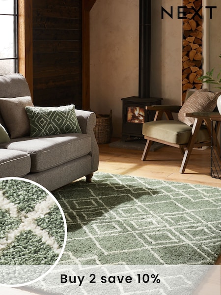 Sage Green Smart Global Berber Standard Rug (D96169) | £75 - £345