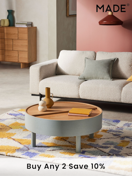 MADE.COM Grey Lola Round Storage Coffee Table (D96799) | £429