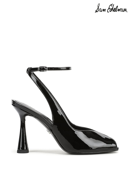 Black - Sam Edelman Esme Regular Fit Peep Toe Ankle Strap Heels
