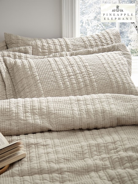 Pineapple Elephant Set of 2 Natural Tamba Jersey Stripe Oxford Pillowcases (D97413) | £23
