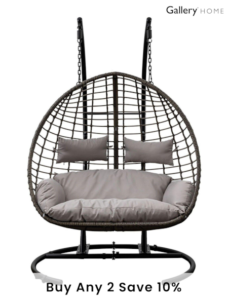 Gallery Home Grey Garden Navan 2 Seater Hanging Egg Chair (D99190) | £695