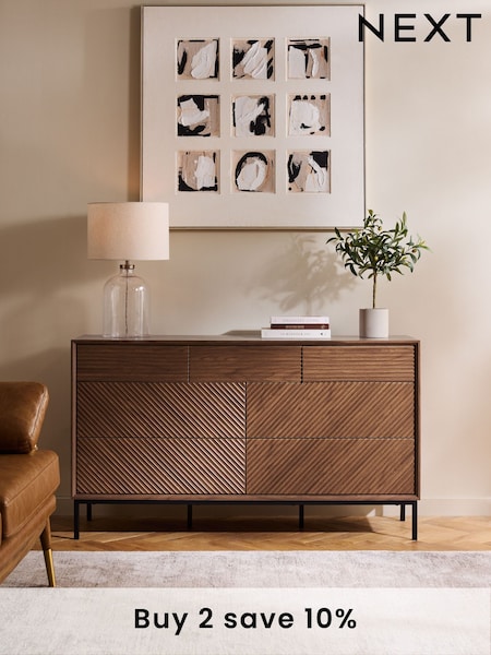 Dark Natural Marlow Oak Effect 7 Drawer Chest of Drawers (E00005) | £575