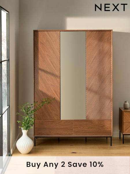 Dark Natural Marlow Oak Effect Triple, 2 Drawers Wardrobe (E00006) | £899