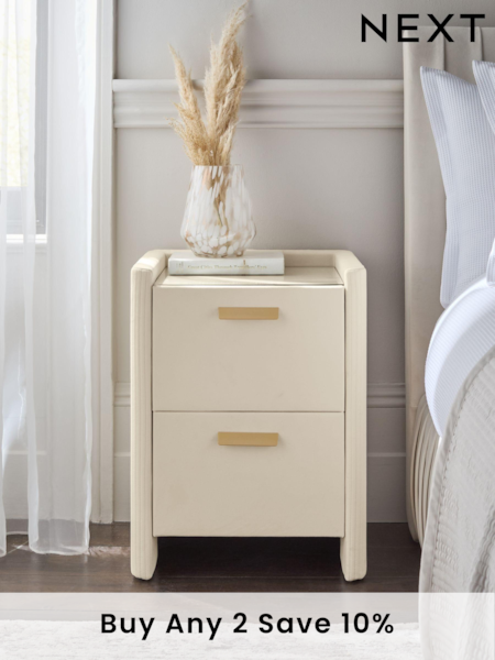 Soft Velvet Natural Oyster Soft Velvet Scarlett Upholstered Bedside Table (E00010) | £199