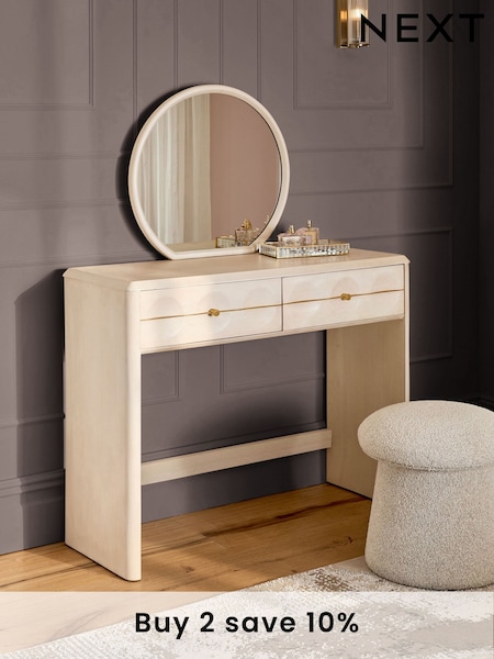 Oyster Eden Solid Mango Wood 2 Drawer Console Dressing Table (E00017) | £599