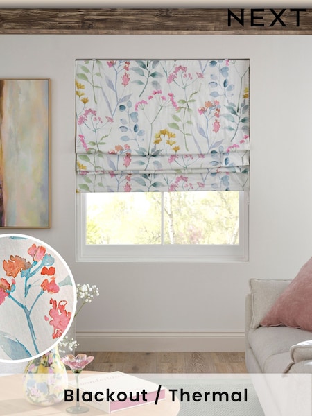 Pastel Multi Ready Made Blackout Isla Floral Print Roman Blinds (E00038) | £45 - £100