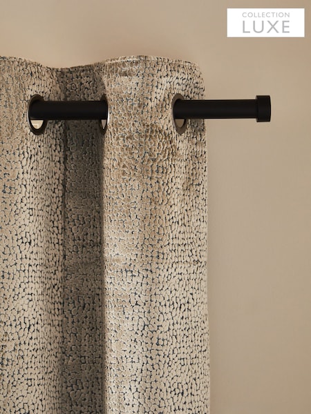 Champagne Gold Collection Luxe Heavyweight Cut Velvet Eyelet Lined Curtains (E00040) | £200 - £400