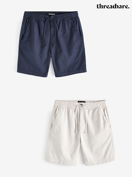 Threadbare Blue Cotton Lyocell Jogger Style Shorts 2 Pack (E00119) | £35