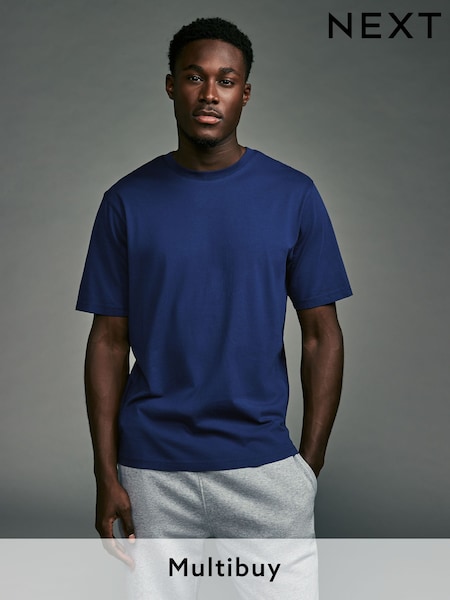 Blue Rich Regular Fit Essential Crew Neck Cotton T-Shirt (E00185) | £8