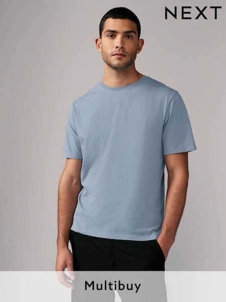 Light Sky Blue Regular Fit Essential Crew Neck Cotton T-Shirt (E00188) | £8