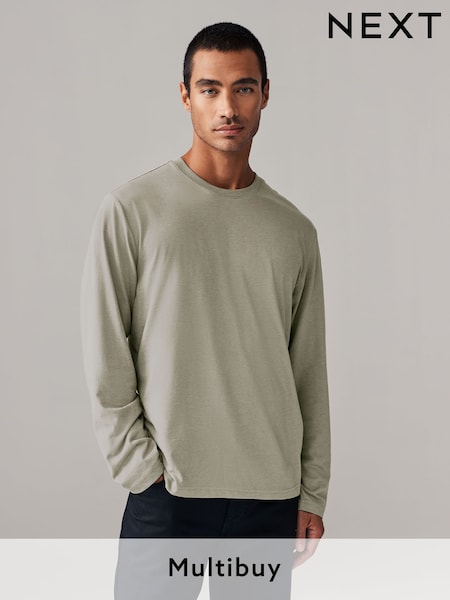 Neutral Marl Regular Fit Long Sleeve Crew Neck T-Shirt (E00205) | £10