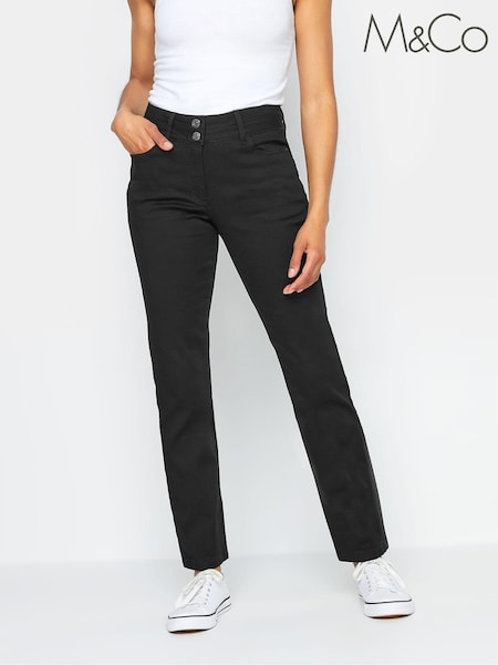 M&Co Black Lift And Shape Straight Leg Jeans (E00315) | £43