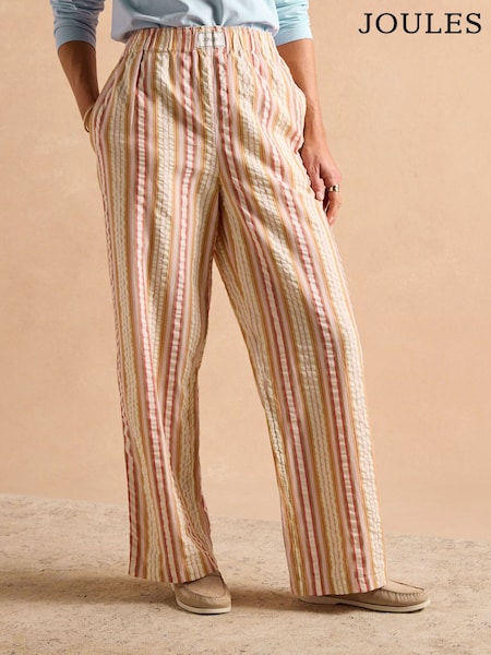 Joules Hallie Orange Stripe Pull-On Cotton Trousers (E00354) | £39