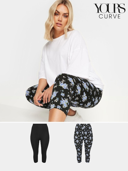 Yours Curve Blue Cropped Leggings 2 Pack (E00429) | £24