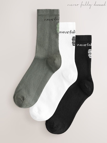 Never Fully Dressed Multi Cotton Blend Sport Socks 3 Pack (E00615) | £19