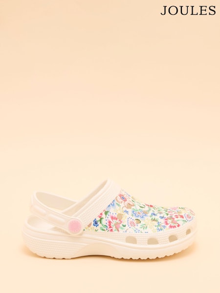 Joules Kids' Poole Cream Floral Slip On Clogs (E00656) | £14