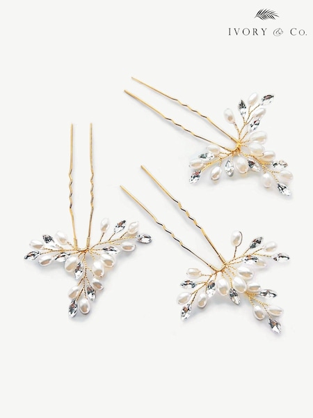 Ivory & Co Gold Comos Hairpins Set (E00843) | £35